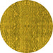 Round Machine Washable Abstract Yellow Modern Rug, wshabs4550yw