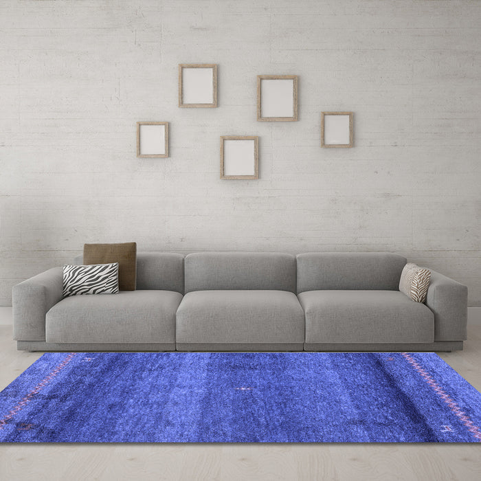 Machine Washable Abstract Blue Modern Rug in a Living Room, wshabs4551blu