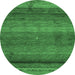 Round Abstract Emerald Green Modern Rug, abs4551emgrn