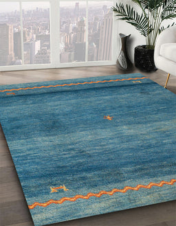 Machine Washable Abstract Glacial Blue Ice Blue Rug in a Family Room, wshabs4551
