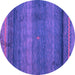 Round Machine Washable Abstract Purple Modern Area Rugs, wshabs4551pur