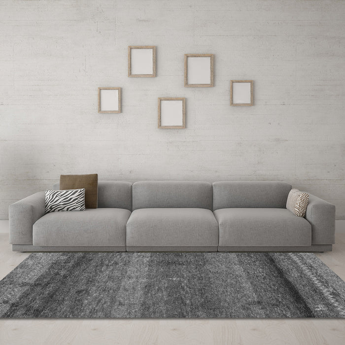 Machine Washable Abstract Gray Modern Rug in a Living Room,, wshabs4551gry