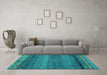 Machine Washable Abstract Turquoise Modern Area Rugs in a Living Room,, wshabs4551turq