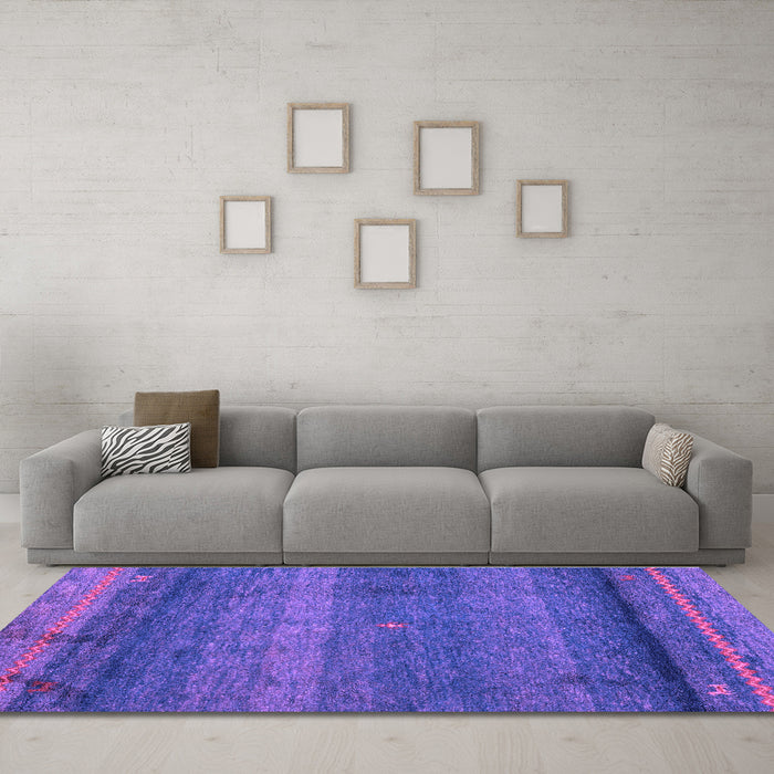Machine Washable Abstract Purple Modern Area Rugs in a Living Room, wshabs4551pur