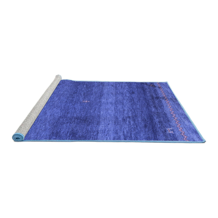Sideview of Machine Washable Abstract Blue Modern Rug, wshabs4551blu