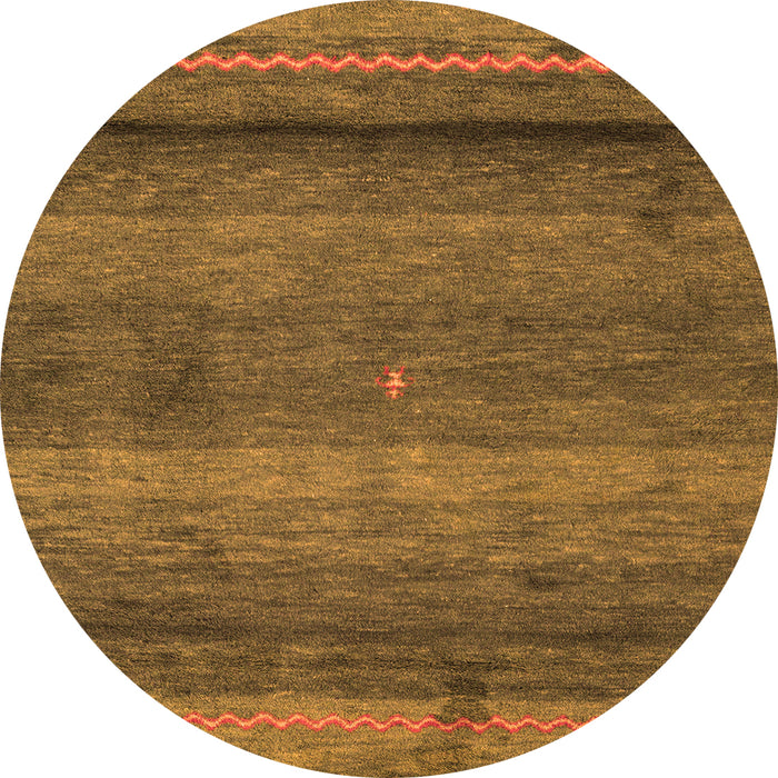 Round Machine Washable Abstract Orange Modern Area Rugs, wshabs4551org