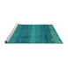 Sideview of Machine Washable Abstract Turquoise Modern Area Rugs, wshabs4551turq