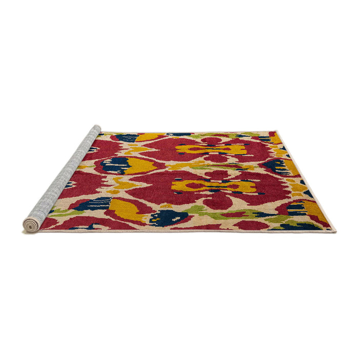 Sideview of Machine Washable Abstract Metallic Gold Rug, wshabs4552