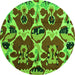 Round Abstract Green Modern Rug, abs4552grn