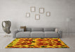 Machine Washable Abstract Yellow Modern Rug in a Living Room, wshabs4552yw