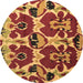 Round Machine Washable Abstract Brown Modern Rug, wshabs4552brn