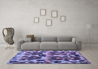 Machine Washable Abstract Blue Modern Rug, wshabs4552blu