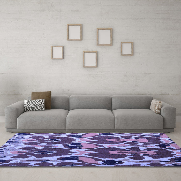 Machine Washable Abstract Blue Modern Rug in a Living Room, wshabs4552blu