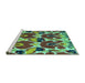 Sideview of Machine Washable Abstract Turquoise Modern Area Rugs, wshabs4552turq