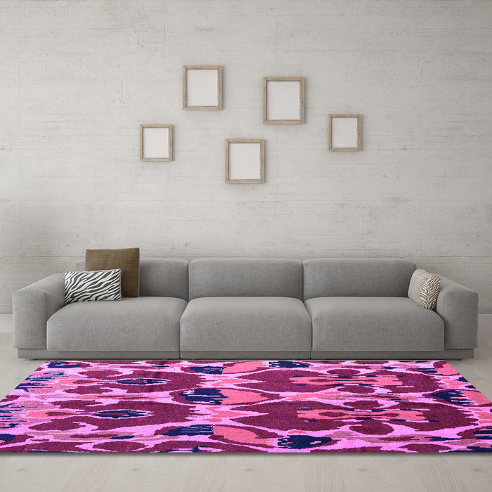 Machine Washable Abstract Purple Modern Area Rugs in a Living Room, wshabs4552pur