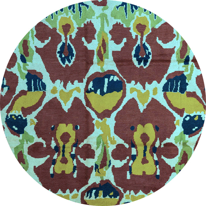 Round Abstract Light Blue Modern Rug, abs4552lblu