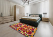 Machine Washable Abstract Metallic Gold Rug in a Bedroom, wshabs4552