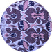 Round Machine Washable Abstract Blue Modern Rug, wshabs4552blu