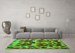 Machine Washable Abstract Green Modern Area Rugs in a Living Room,, wshabs4552grn