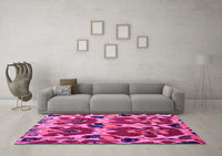 Machine Washable Abstract Pink Modern Rug, wshabs4552pnk