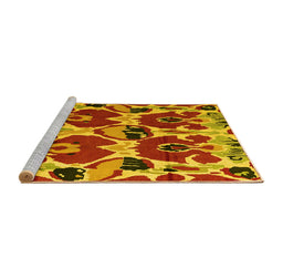 Sideview of Machine Washable Abstract Yellow Modern Rug, wshabs4552yw