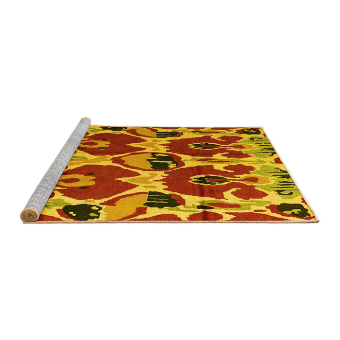 Sideview of Machine Washable Abstract Yellow Modern Rug, wshabs4552yw