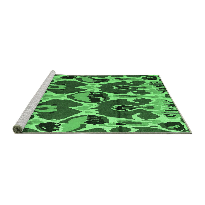 Sideview of Machine Washable Abstract Emerald Green Modern Area Rugs, wshabs4552emgrn