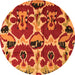 Round Abstract Orange Modern Rug, abs4552org