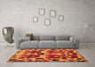 Machine Washable Abstract Orange Modern Area Rugs in a Living Room, wshabs4552org