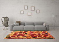 Machine Washable Abstract Orange Modern Rug, wshabs4552org