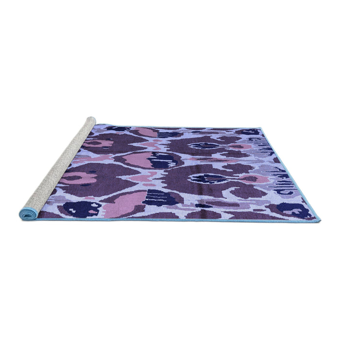 Sideview of Machine Washable Abstract Blue Modern Rug, wshabs4552blu