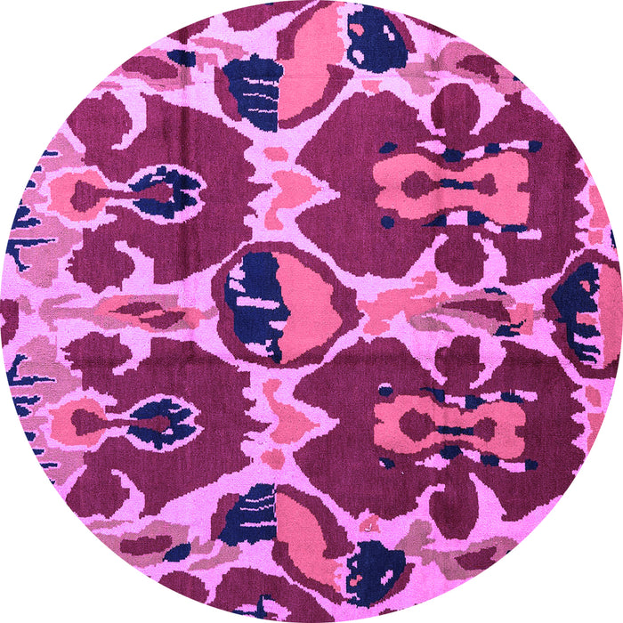 Round Machine Washable Abstract Purple Modern Area Rugs, wshabs4552pur