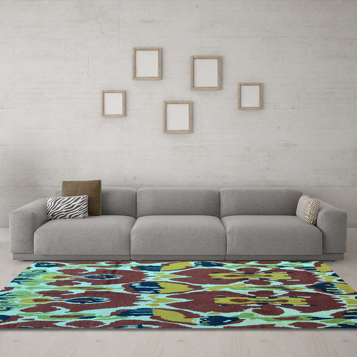 Machine Washable Abstract Light Blue Modern Rug in a Living Room, wshabs4552lblu