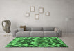 Machine Washable Abstract Emerald Green Modern Area Rugs in a Living Room,, wshabs4552emgrn