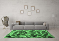 Machine Washable Abstract Emerald Green Modern Rug, wshabs4552emgrn