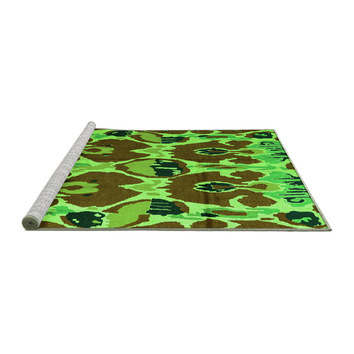 Sideview of Machine Washable Abstract Green Modern Area Rugs, wshabs4552grn
