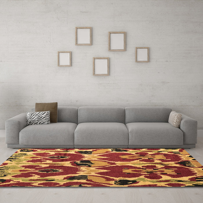 Machine Washable Abstract Brown Modern Rug in a Living Room,, wshabs4552brn
