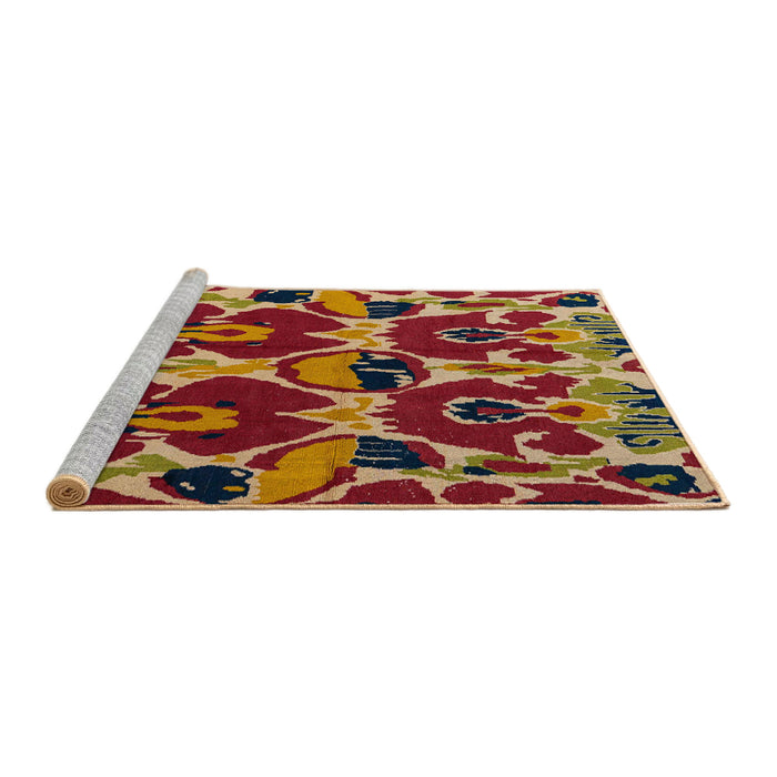 Sideview of Machine Washable Abstract Bronze Brown Rug, wshabs4553