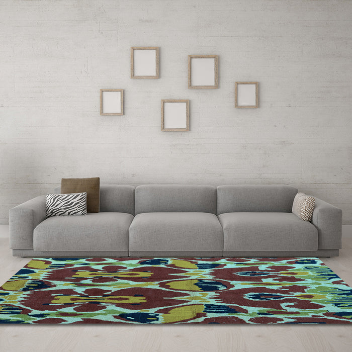 Machine Washable Abstract Light Blue Modern Rug in a Living Room, wshabs4553lblu