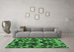 Machine Washable Abstract Emerald Green Modern Area Rugs in a Living Room,, wshabs4553emgrn