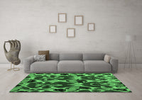 Machine Washable Abstract Emerald Green Modern Rug, wshabs4553emgrn