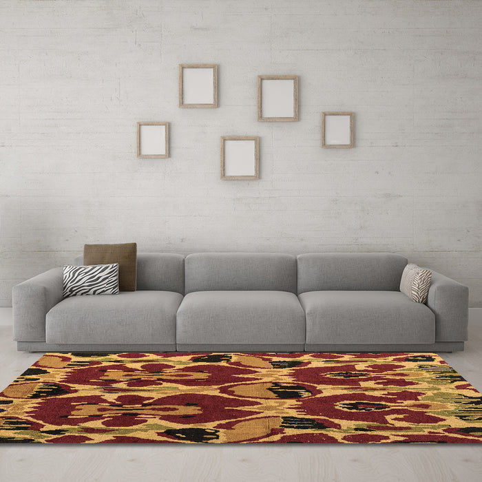 Machine Washable Abstract Brown Modern Rug in a Living Room,, wshabs4553brn