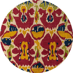 Round Machine Washable Abstract Bronze Brown Rug, wshabs4553