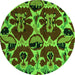 Round Abstract Green Modern Rug, abs4553grn