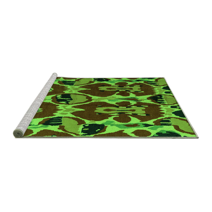 Sideview of Machine Washable Abstract Green Modern Area Rugs, wshabs4553grn