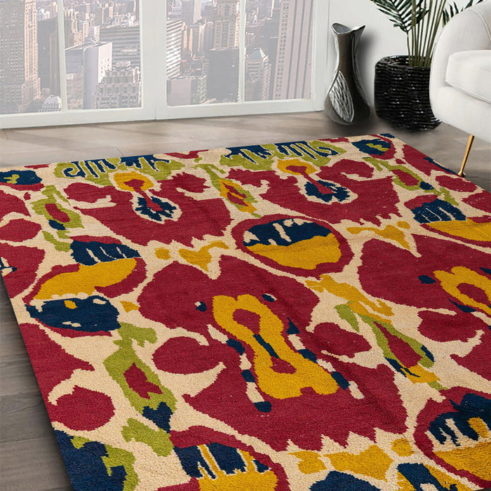 Abstract Bronze Brown Modern Rug in Family Room, abs4553