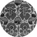 Round Abstract Gray Modern Rug, abs4553gry