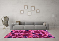 Machine Washable Abstract Pink Modern Rug, wshabs4553pnk