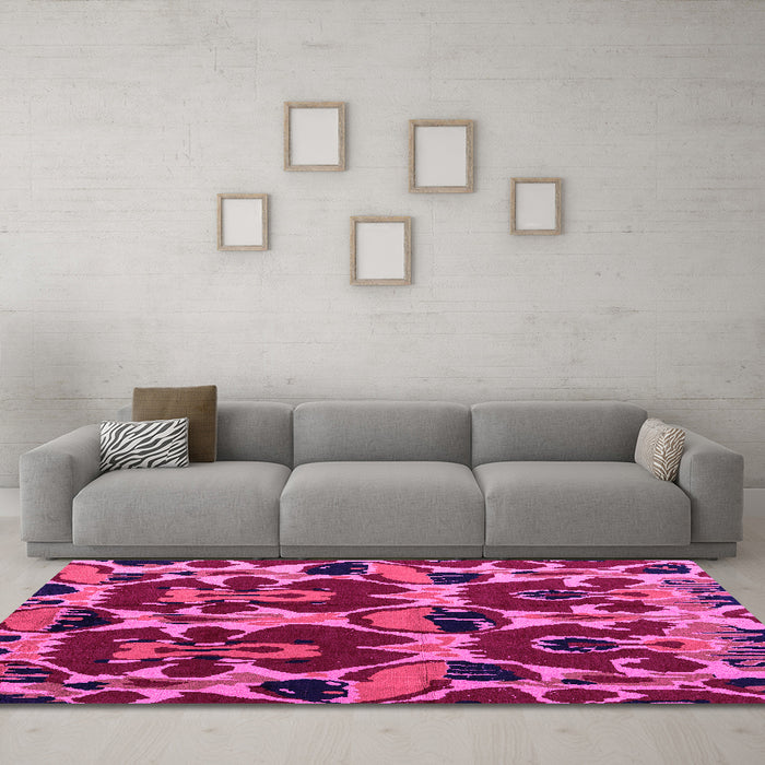 Machine Washable Abstract Pink Modern Rug in a Living Room, wshabs4553pnk