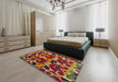 Abstract Bronze Brown Modern Rug in a Bedroom, abs4553